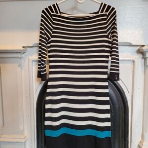 White House Black Market sheath dress.  Black & white striped.  Size XS.